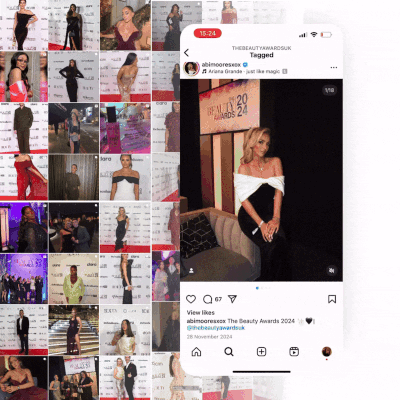 a collage of social media posts for onbrands client beauty awards
